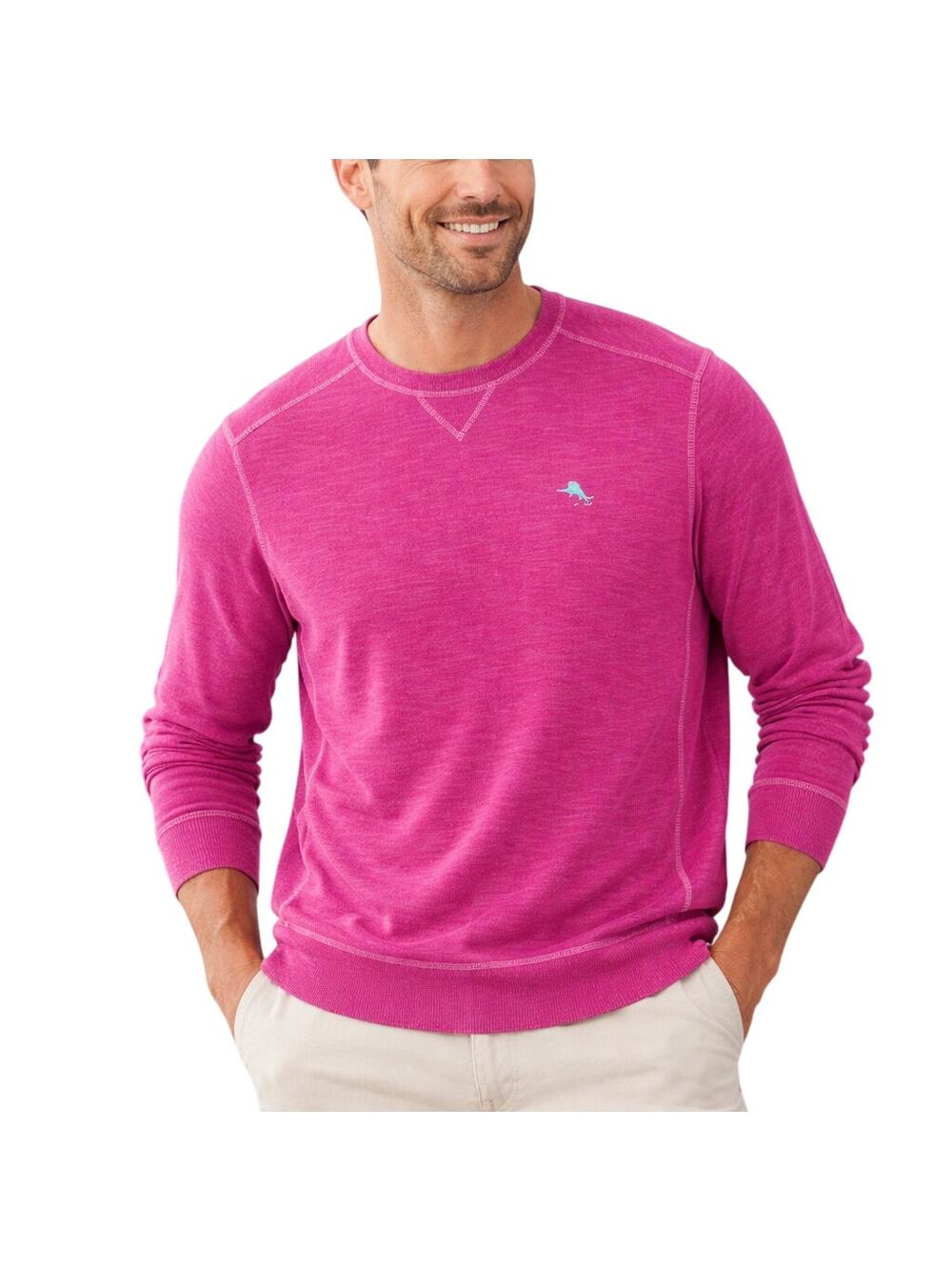Tommy Bahama Pink Sweater Men’s XL Pima Cotton Lyocell Crewneck